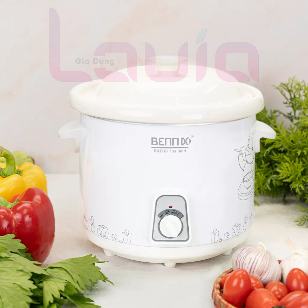 Nồi nấu chậm Bennix Thái Lan, nồi điện nấu cháo, ninh hầm, kho cá dung tích 2L, hàng chính hãng