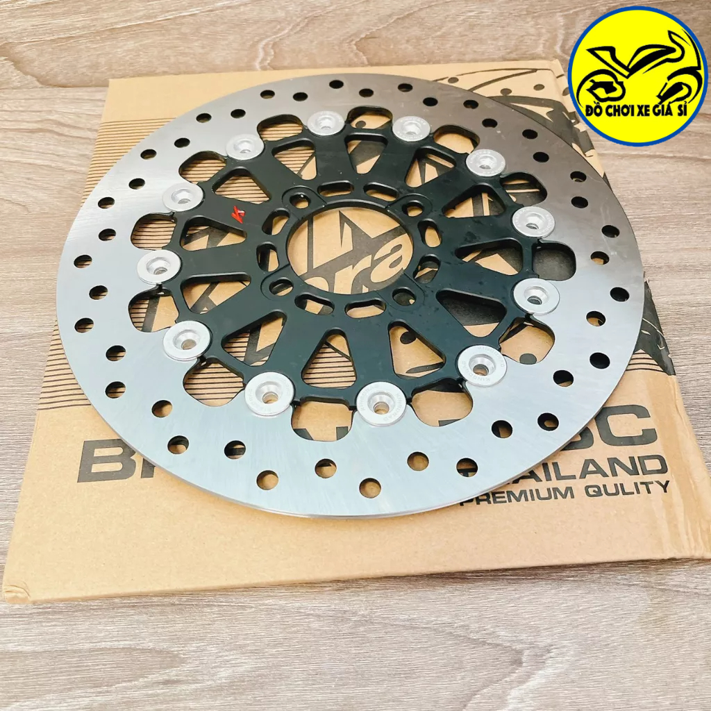 Đĩa thắng trước kingdrag V2 267mm lồng nhôm CNC gắn mọi loại xe Màu vàng , đen, xám