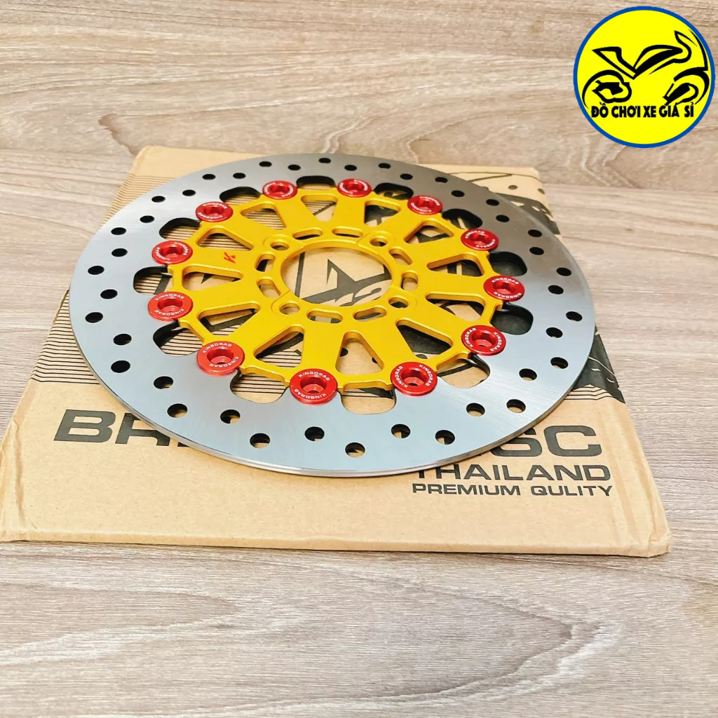 Đĩa thắng trước kingdrag V2 267mm lồng nhôm CNC gắn mọi loại xe Màu vàng , đen, xám