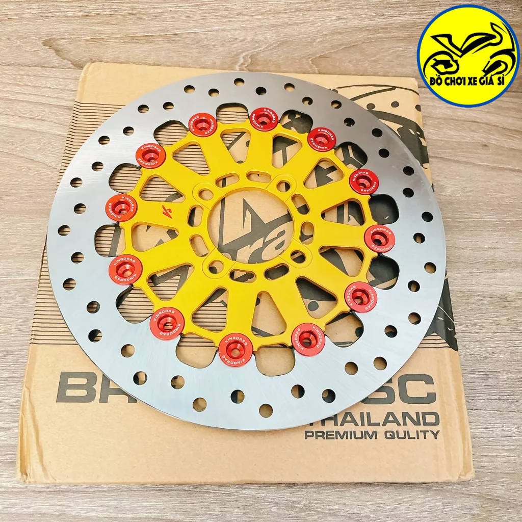 Đĩa thắng trước kingdrag V2 267mm lồng nhôm CNC gắn mọi loại xe Màu vàng , đen, xám