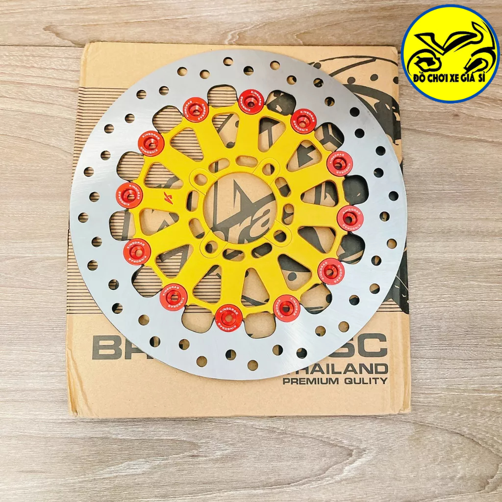 Đĩa thắng trước kingdrag V2 267mm lồng nhôm CNC gắn mọi loại xe Màu vàng , đen, xám