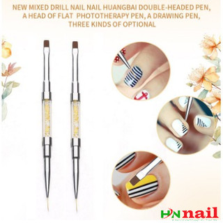 cọ râu, cọ bán cán gỗ, cán đá 2in1 (cọ râu cọ bản) trang trí móng làm đẹp nail mi làm đẹp