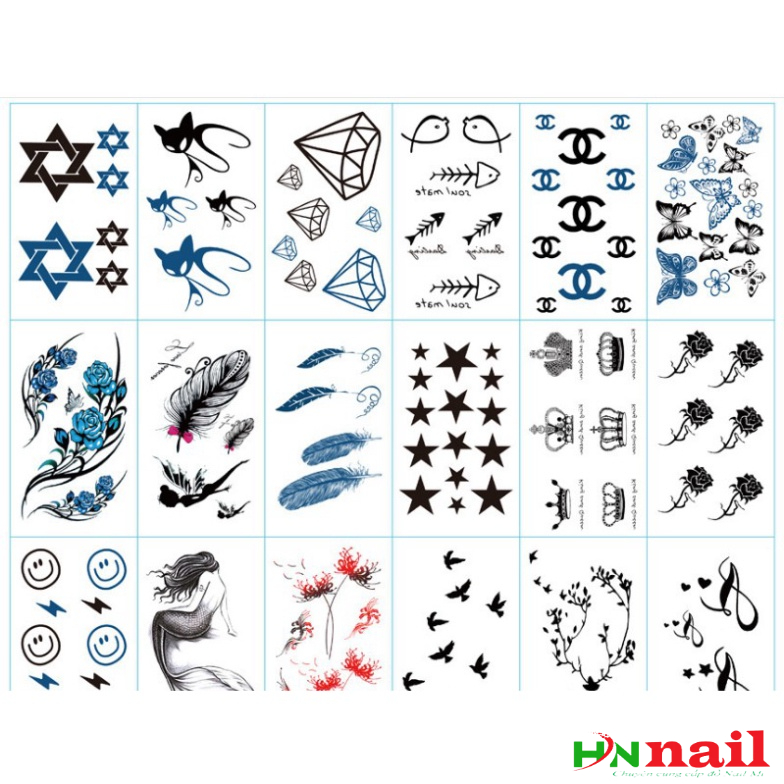 Hình Xăm Mẫu C Dán Mini Tattoo Chống Thấm Nước Trang trí nail mi spa thẩm mỹ thời trang nữ