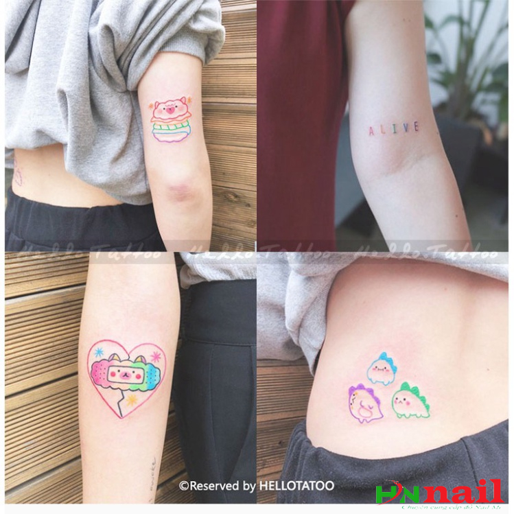 Hình Xăm Mẫu X Dán Mini Tattoo Chống Thấm Nước Trang trí nail mi spa thẩm mỹ thời trang nữ
