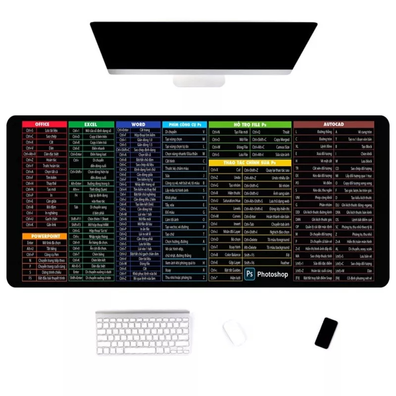 Lót Chuột, Pad Chuột Phím Tắt Văn Phòng 70x30cm