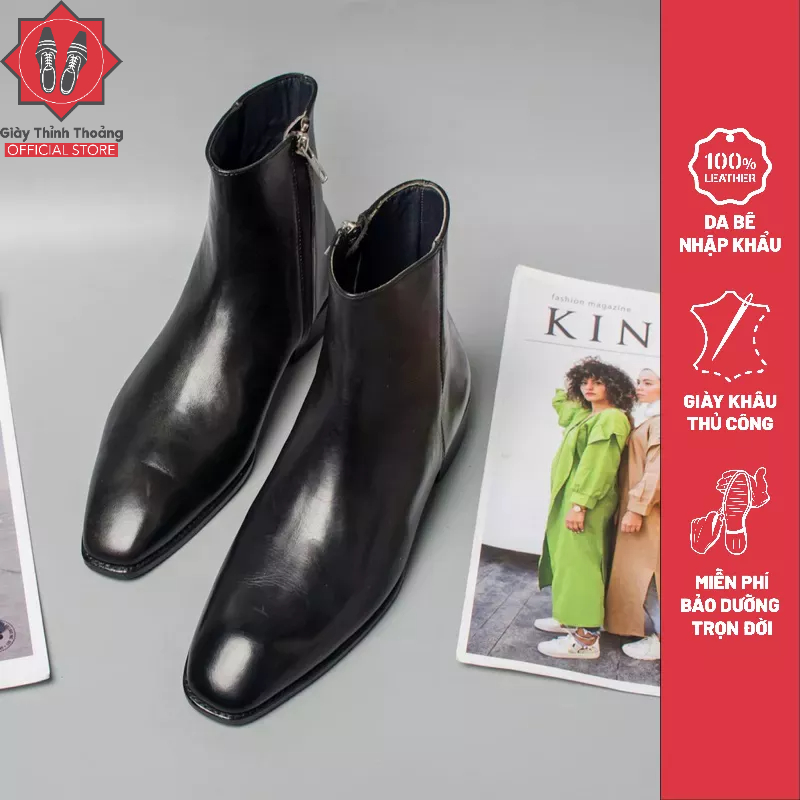 Giày Cao Cổ Boots Khoá Kéo Chất Liệu Da Bê Nhập Khẩu(BT 915 Z)