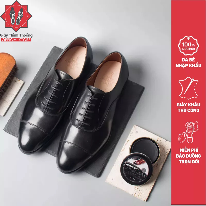 Giày Tây Nam Buộc Dây Oxford Da Bê Nhập Khẩu Thương Hiệu CNES (CNS 172)