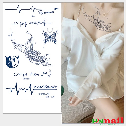Hình xăm Mẫu GZ106 dán tạm thời chống thấm nước có thể kéo dài đến 15 ngày Trang trí nail mi spa thẩm mỹ thời tr