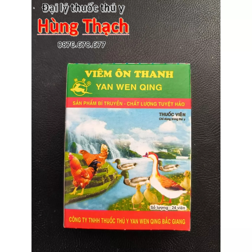 Viêm Ôn Thanh vĩ 24 viên cho gà khò khè, phân xanh, phân trắng, xã cánh, xù lông, sốt.