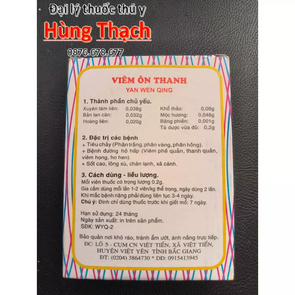 Viêm Ôn Thanh vĩ 24 viên cho gà khò khè, phân xanh, phân trắng, xã cánh, xù lông, sốt.