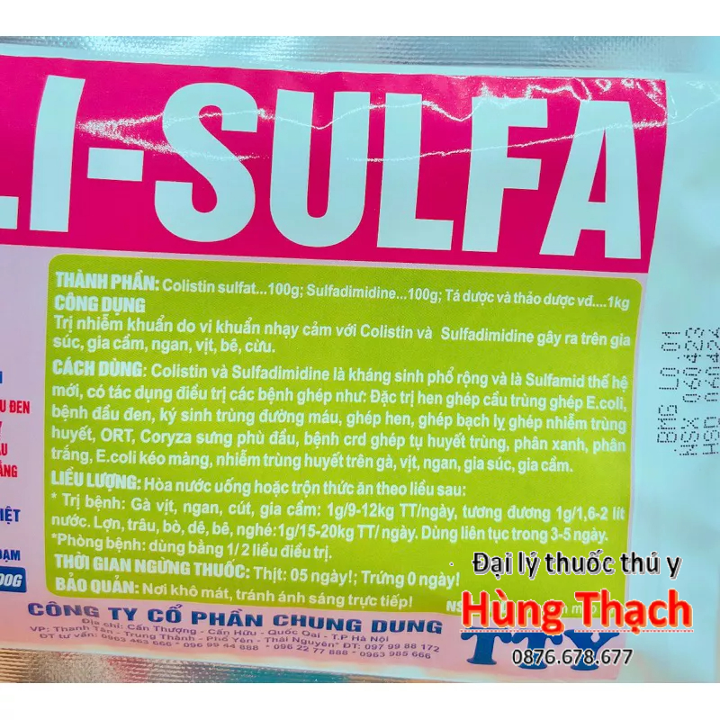 Coli Sulfa gói 100g chăm sóc vật nuôi Vitamin , chất bổ sung dinh dưỡng