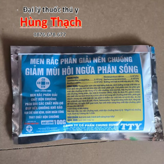 Men rắc phân giải nền chuồng giảm mùi hôi ngừa phân sống gói 100g.