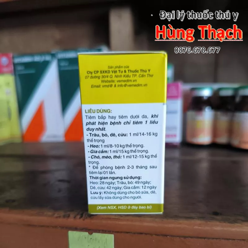 Vimectin lọ chai 20ml tiêm nội ngoại kí sinh trùng, diệt giun, ve, rận,bò chét trên chó mèo, dê,trâu,bò,mạt gia cầm