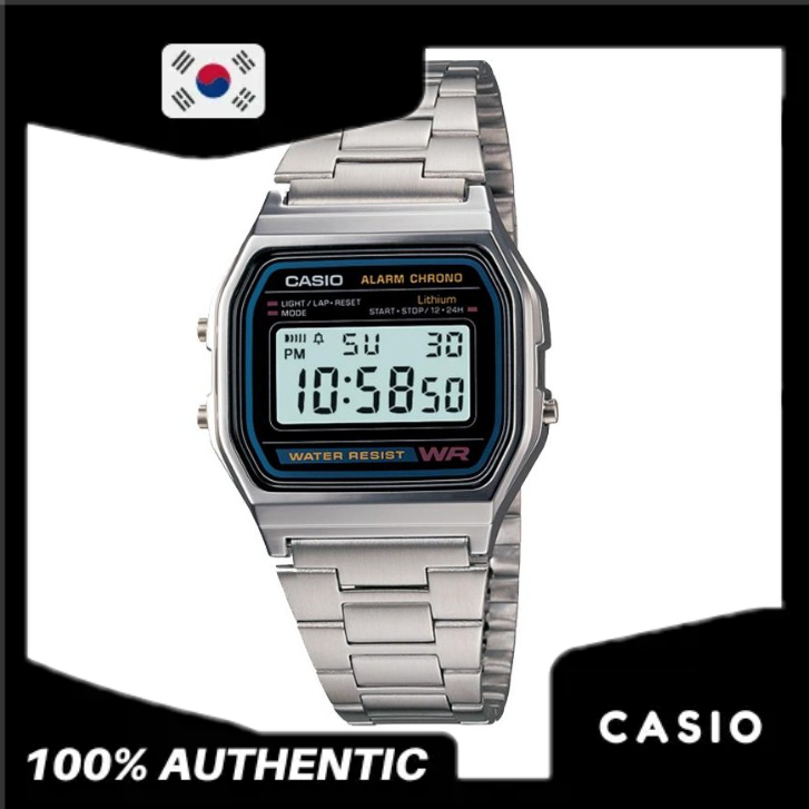 Đồng hồ nam dây kim loại CASIO A158WA-1DF chính hãng bill Hàn
