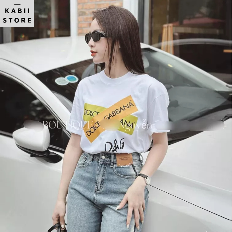 Áo phông tay lỡ màu trắng in hình ngộ nghĩnh xuất khẩu, hình in bắt mắt sinh động form rộng rãi thoải mái full size