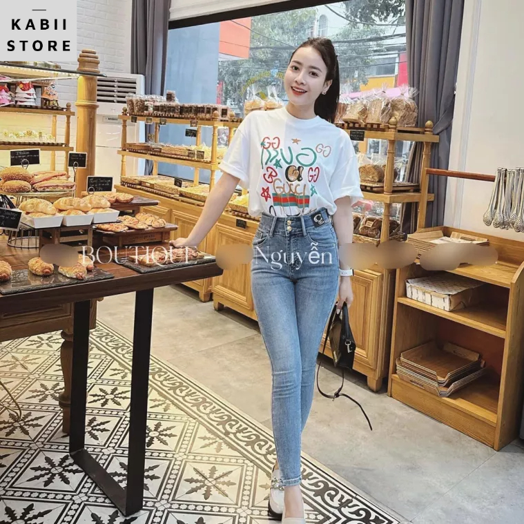 Áo phông tay lỡ màu trắng in hình ngộ nghĩnh xuất khẩu, hình in bắt mắt sinh động form rộng rãi thoải mái full size