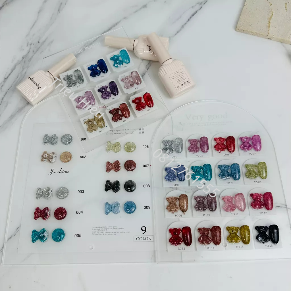 Sơn nhũ flash các sét 9 màu, sét 16 màu tặng kèm bảng