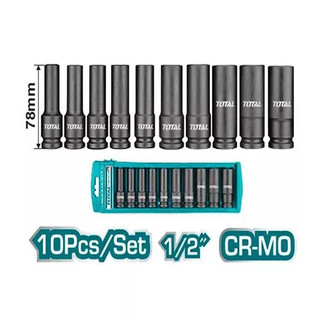 Bộ 10 đầu tuýp dài deep impact dr 1/2 inch total thkisd12102l