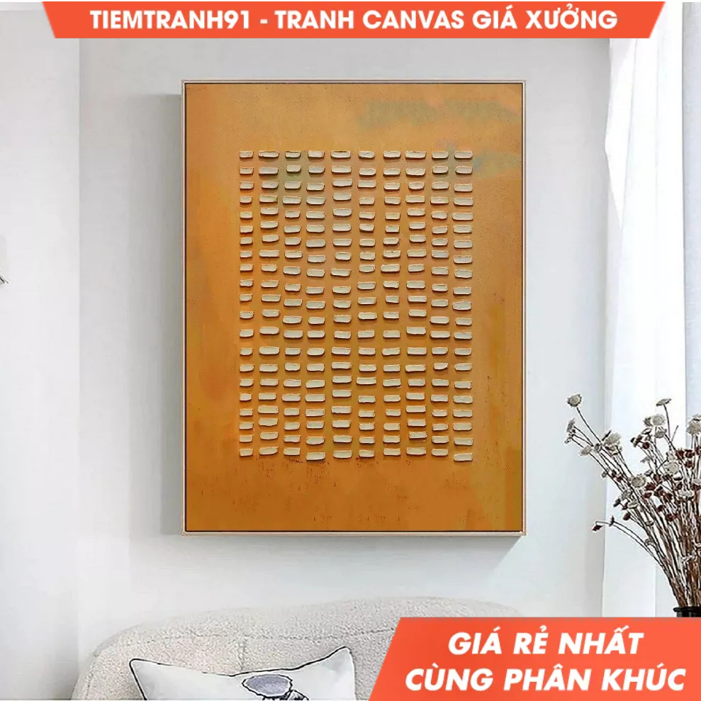 Tranh treo tường, Beige Minimalist Painting Wabi Sabi Art Beige Wall Art 3D Texture Painting Orange 
