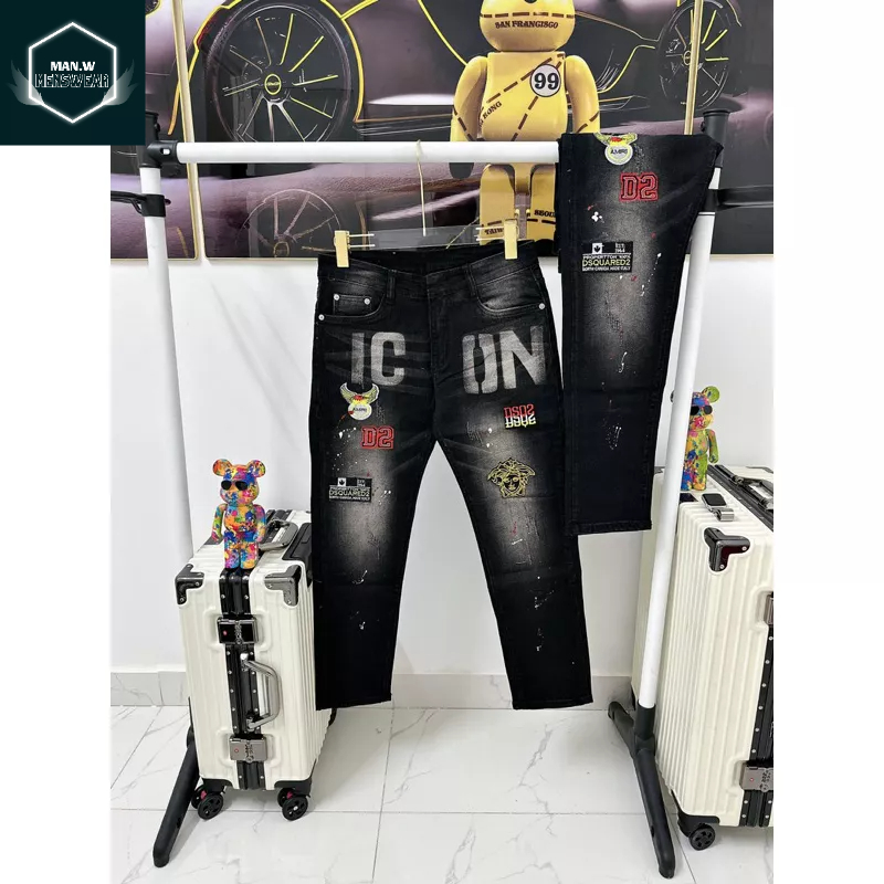 Quần jean nam EVISU rách chất vải dày không phai màu thêu logo cao cấp chất bò đẹp co giãn