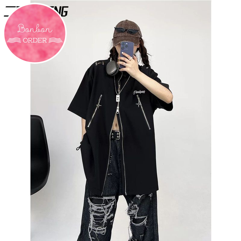 ÁO PULL ULZZANG FORM RỘNG TAY LỠ PHỐI KHÓA KIÊU PHONG CÁCH HIPHOP - [Bonbon Order Ulzzang]