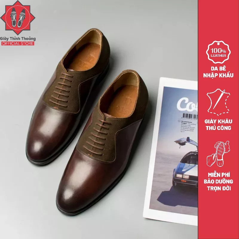 Giày Da Nam Buộc Dây Oxford Nam Thương Hiệu D'Leder Chất Liệu Da Bê Nhập Khẩu (O 1915)