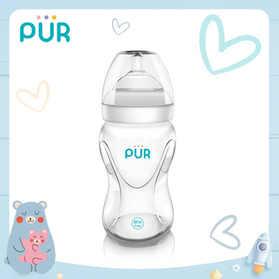 Bình sữa cổ rộng Pur Advanced Plus 250ml, có sẵn 1 núm size M (3-6th) trong bình