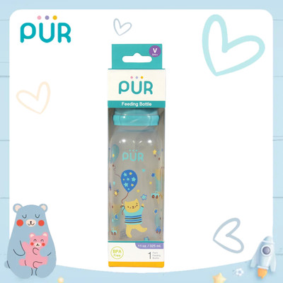 Bình sữa Pur lớn 325 ml nhựa PP, có sẵn 1 núm Thay đổi dòng chảy trong bình, phù hợp bé tăng lượng sữa