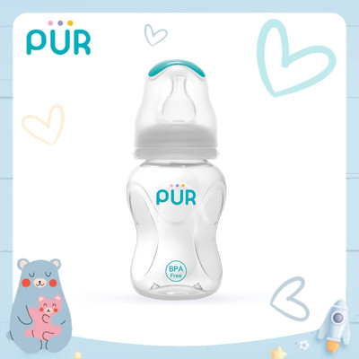 Bình sữa cho bé cổ thường (cổ hẹp) Pur Advanced 125ml, 3 MÀU, có 1 sẵn núm S (0-3th) trong bình