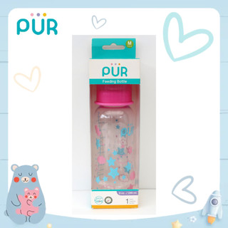 Bình sữa cổ thường thân thon có eo Pur 240ml - màu hồng