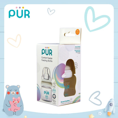 Bình sữa cổ thường Pur Comfort Feeder 60ml ( (Anti-Colic Feeding bottle), có sẵn 1 núm size S trong bình