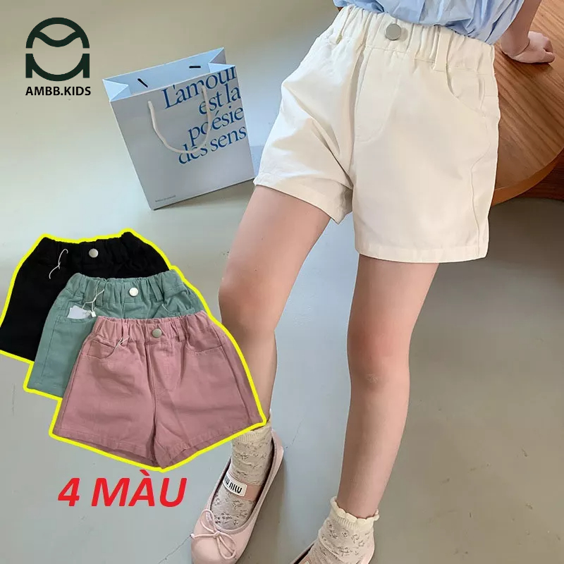 Quần short cho bé gái mặc mùa hè AMBBKIDS phong cách Hàn Quốc chất cotton mềm mát - Thời trang mùa hè cho bé