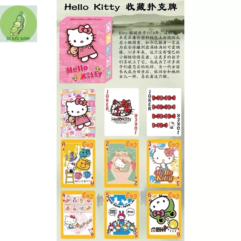 Bộ Bài tây poker hoạt hình vịt vàng, Shin bút chì hình bọt biển, HELLO KITTY siêu dễ thương in hình độc đáo chơi xì zách