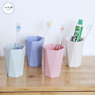 Cốc Nhựa Chịu Nhiệt Lúa Mạch Nhiều Màu, Cốc Uống Nước Đánh Răng Hình Lục Giác Đẹp Mắt 88082 SIÊU THỊ 88