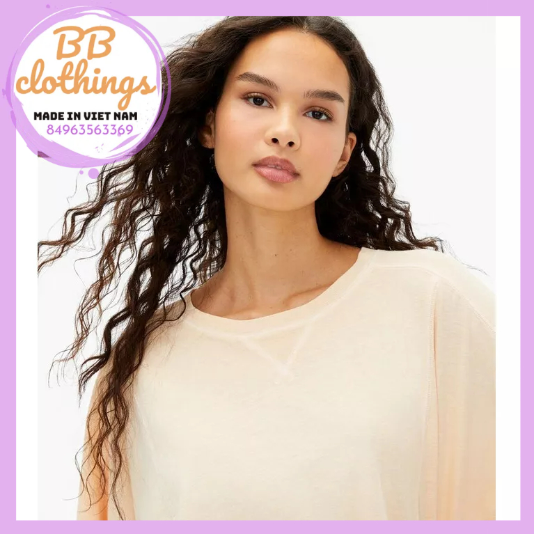 Áo thun cotton croptop boyfriend