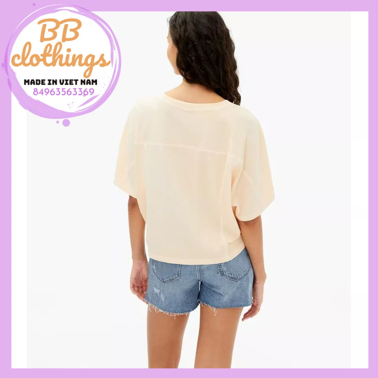 Áo thun cotton croptop boyfriend