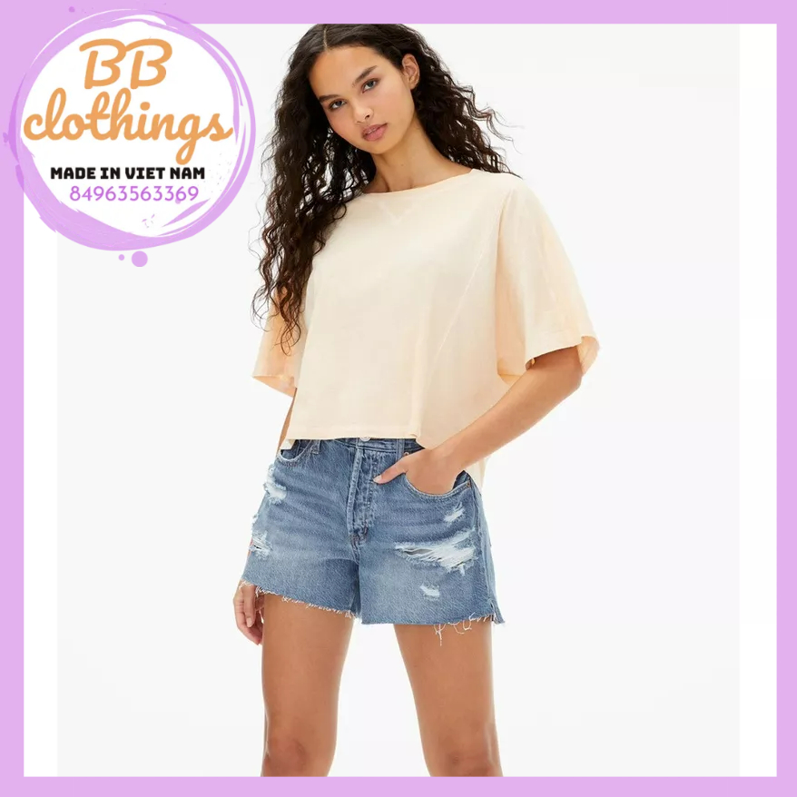 Áo thun cotton croptop boyfriend