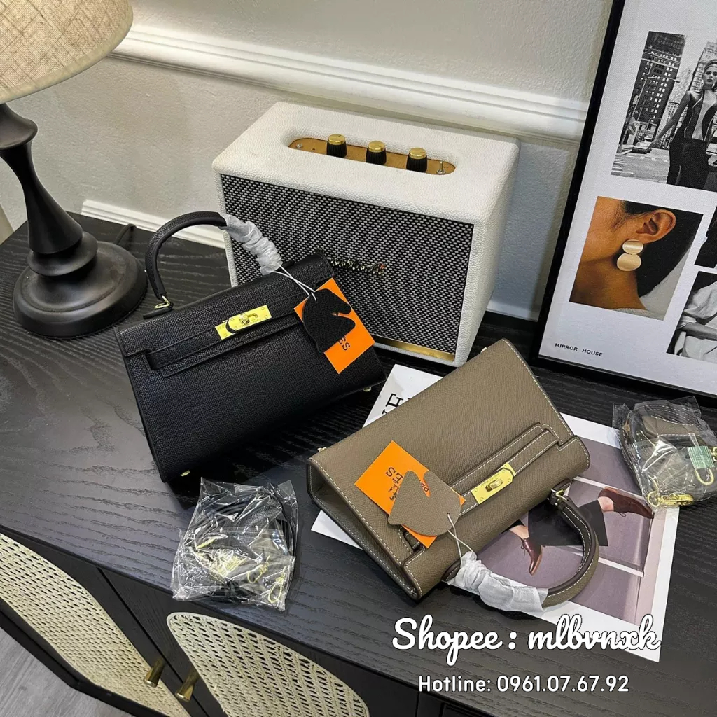 ẢNH THẬT - Túi HM Dáng Lùn Bản Da Lì Size 19, Size 20, Size 22