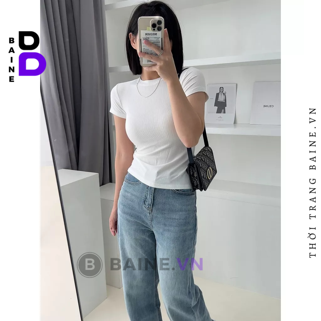 [Mã TOPS06 giảm đến 10k đơn 99k] Áo Thun Nữ Baby Tee Tay Ngắn Cổ Tròn Ôm Body DÁNG DÀI BAINE | BigBuy360 - bigbuy360.vn