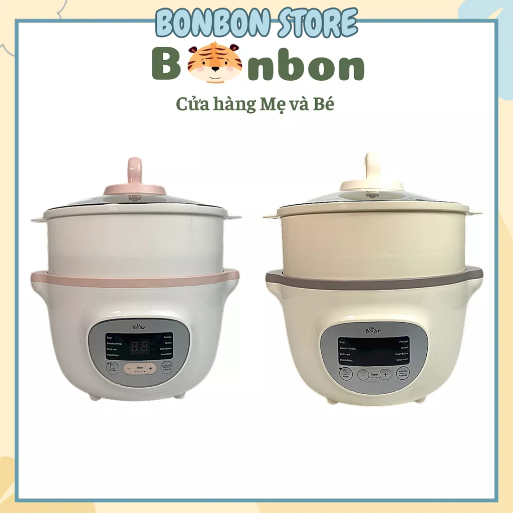 (bản quốc tế) nồi nấu chậm bear 1,6l đa năng nấu cháo, ninh, hầm, hấp cách thủy tiện dụng