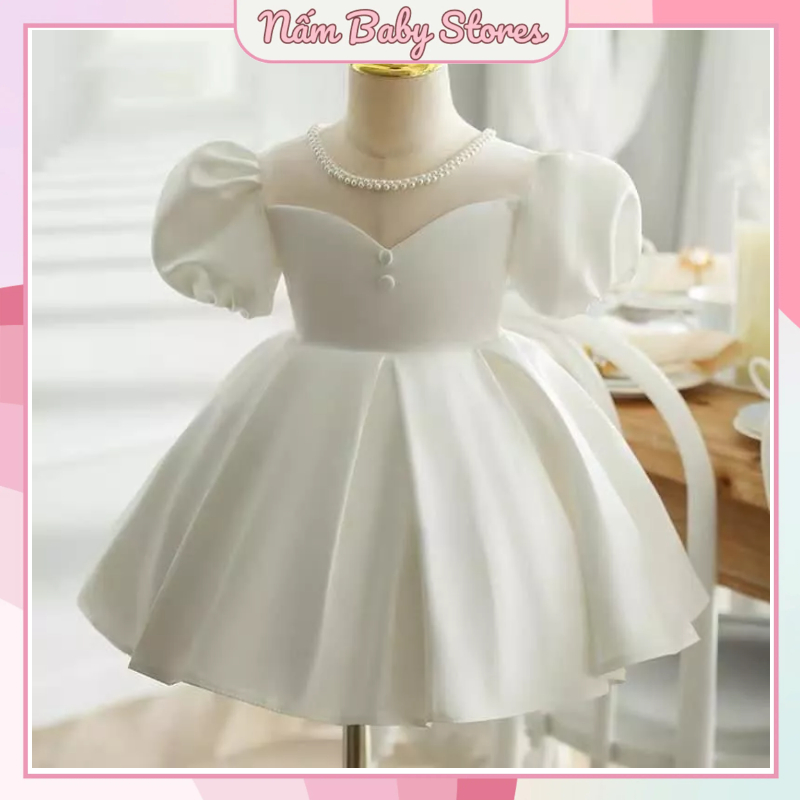 Váy cho bé gái Váy Đầm Công Chúa Cộc Tay Cúc Bọc 100% cotton rất mềm và mát, thấm hút mồ hôi Siêu Xinh