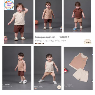 [Chính hãng] Bộ quần áo Cookie polo/ ba lỗ cho bé trai cao cấp mềm mại thấm hút mồ hôi từ 1-5 tuổi