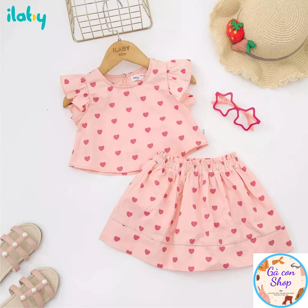 ILABY-sét áo croptop chân váy bé gái 2-10 tuổi