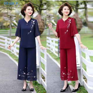 Đồ bộ trung niên cho mẹ sang trọng, set đồ bộ trung niên cho mẹ đi tiệc lịch sự, trẻ trung
