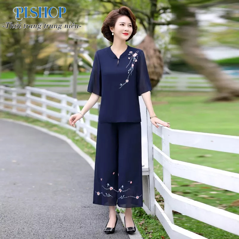 Đồ Bộ Trung Niên Cho Mẹ Sang Trọng, Set Đồ Bộ Trung Niên Cho Mẹ Đi Tiệc Lịch Sự, Trẻ Trung