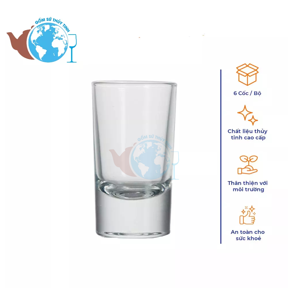 Bộ 12 ly uống rượu dạng óng trụ nhỏ 30ml / 12 ly thủy tinh shot trụ 30ml VTC17S