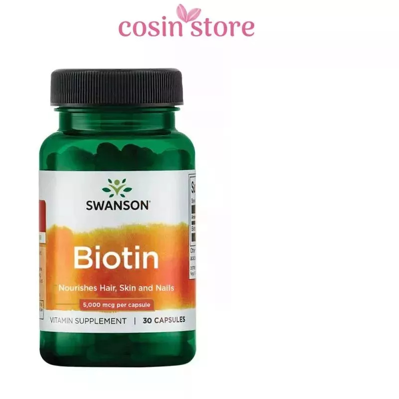 Viên Uống Swanson Biotin 5000Mcg Mỹ 30 Viên - 5000 mcg hỗ trợ tóc móng khỏe Cosin Store
