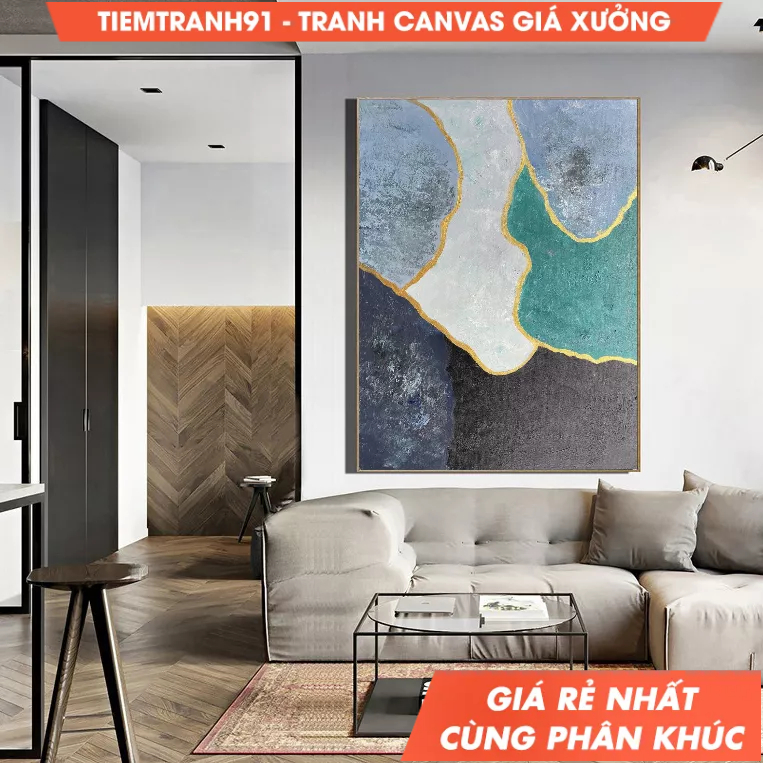 Tranh treo tường, Green Abstract Art Painting Green Painting Gary Abstract Art Painting Blue Wall Ar