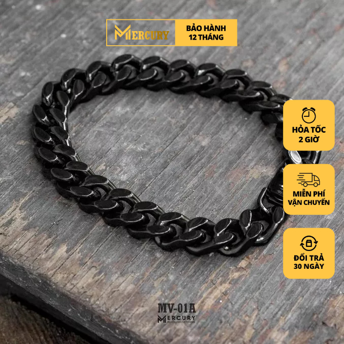 Vòng tay thời trang nam Mercury Black Basic Chains