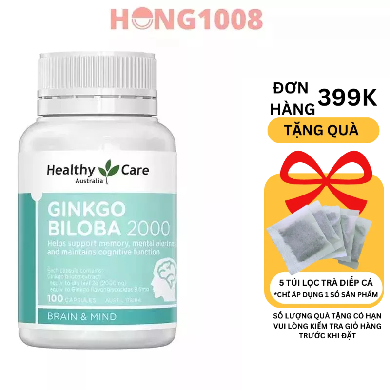 Viên uống Healthy Care Ginkgo Biloba 2000 100 viên